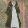 NATHGAM Halloween Womens Maxi Dresses Casual Renaissance Costumes Pirate Peasant Dresses Vintage Medieval Floor Dresses Green view 2