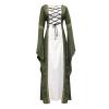 NATHGAM Halloween Womens Maxi Dresses Casual Renaissance Costumes Pirate Peasant Dresses Vintage Medieval Floor Dresses Green view 4