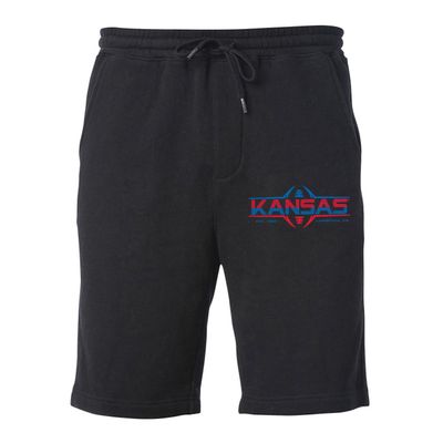 CornBorn Kansas Jogger Shorts - Premium Fleece Kansas Football Laces - Black - 2X