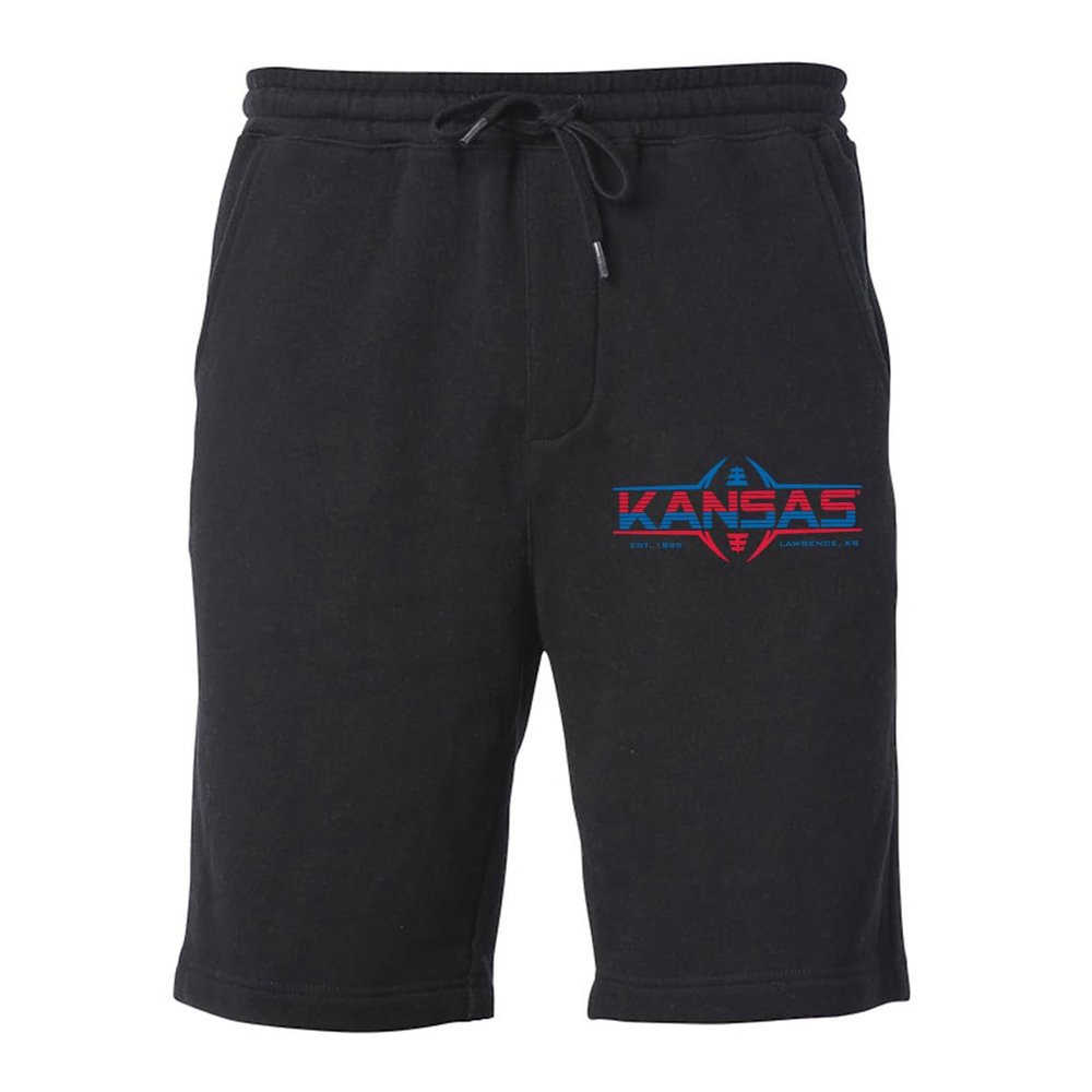 CornBorn Kansas Jogger Shorts - Premium Fleece Kansas Football Laces - Black - 2X