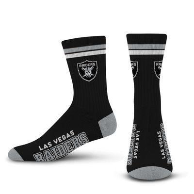 FBF - Official NFL 2 Stripe Adult Team Logo & Colors Crew Dress Socks Footwear for Men and Women Game Day Apparel - Las Vegas Raiders Medium 5-10