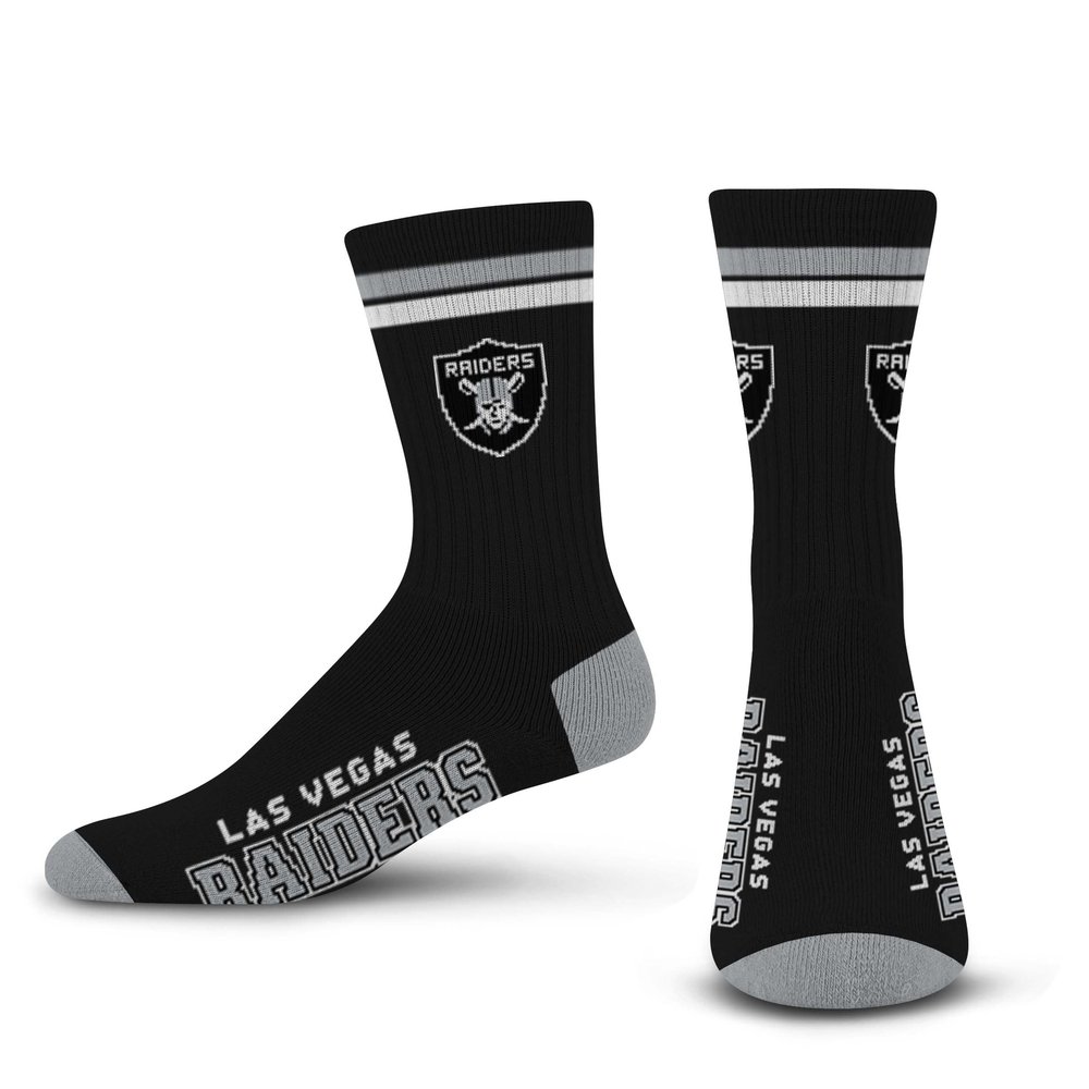 FBF - Official NFL 2 Stripe Adult Team Logo & Colors Crew Dress Socks Footwear for Men and Women Game Day Apparel - Las Vegas Raiders Medium 5-10