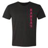 CornBorn Kansas Mens Tshirt - Premium Tri-Blend Vertical University of Kansas - Black - Large view 1
