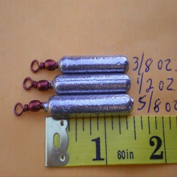 45 PCS BOTTOM BOUNCER PENCIL SINKER 3/8,1/2,5/8 OZ W/#7 RED BARREL SWIVEL 15 EA. for Toothy Critters, Rigging Baits and Lures for Saltwater & Freshwater.
