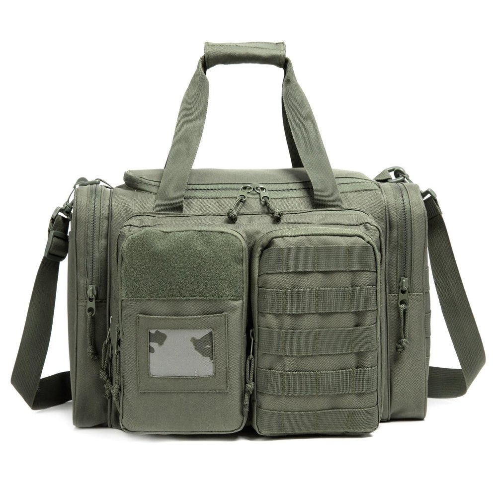 INSSTUID Gun Range Bag for Handguns and Ammo Tactical Pistol Case Shooting Range Duffle Bags Large Handguns Magazine Ammo Gear Accessories Pouch for Hunting Shooting Range Sport Green