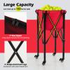 GYMAX Tennis Ball Hopper, Folding 150 Tennis Ball Holder Cart with Carry Bag, Easy Assembly Frame, Removable Bag & 4 Universal Wheels, Portable Durable Tennis Ball Basket for Ball Pickup (Red) view 2