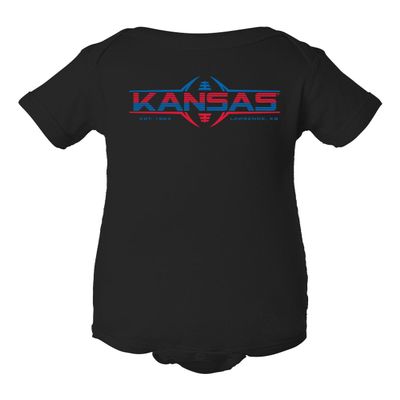 CornBorn Kansas Onesie - Kansas Football Laces - Black - 6M