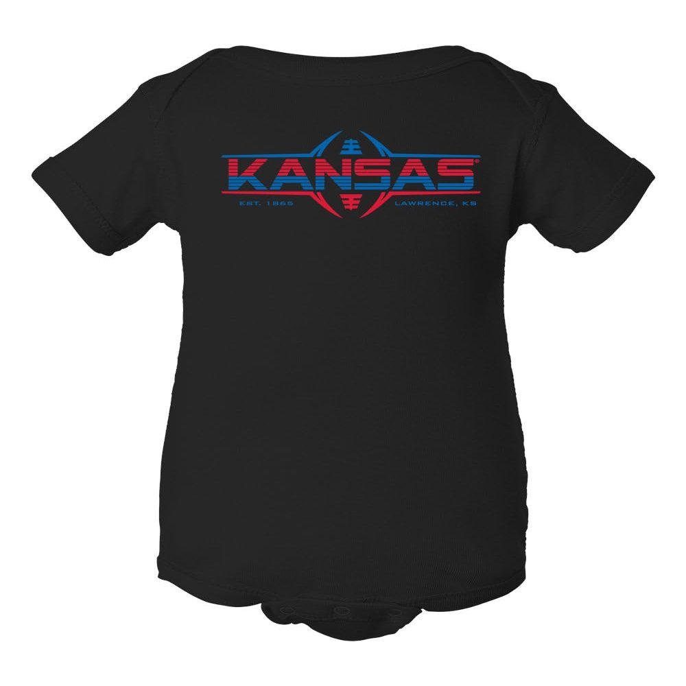 CornBorn Kansas Onesie - Kansas Football Laces - Black - 6M
