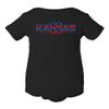CornBorn Kansas Onesie - Kansas Football Laces - Black - 6M view 1