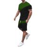 Mens 2 Piece Outfits Short Sets Casual Summer Outfits Striped T Shirt and Shorts Set Athletic Workout Sweatsuits Set A-Army Green view 1