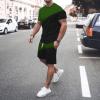 Mens 2 Piece Outfits Short Sets Casual Summer Outfits Striped T Shirt and Shorts Set Athletic Workout Sweatsuits Set A-Army Green view 2