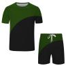 Mens 2 Piece Outfits Short Sets Casual Summer Outfits Striped T Shirt and Shorts Set Athletic Workout Sweatsuits Set A-Army Green view 3