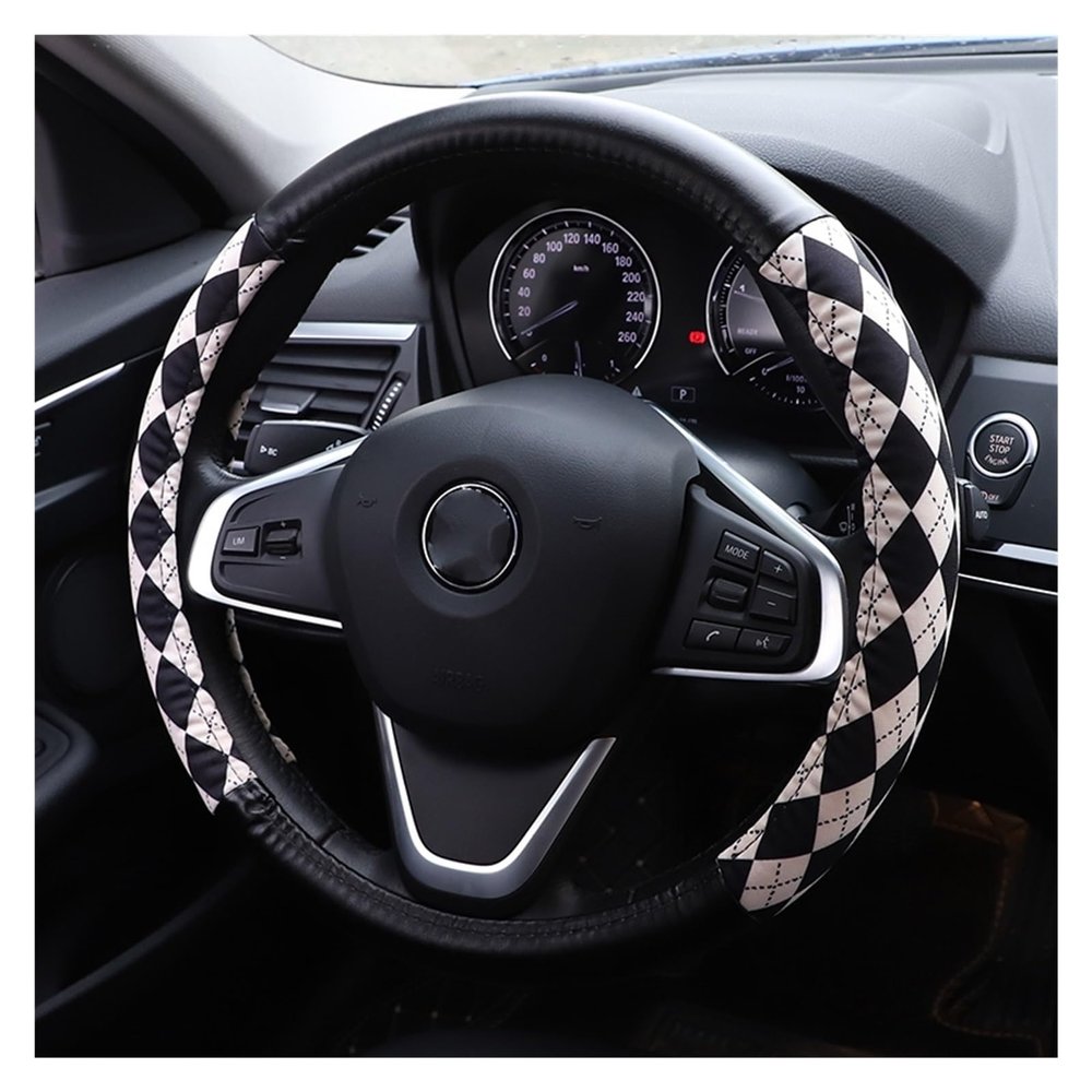 FUERU Car Steering Wheel Cover Set Universal Car Steering Wheel Cover Carbon Fiber Comfortable Anti-Friction Fashion Car Interior (Color : 2#)