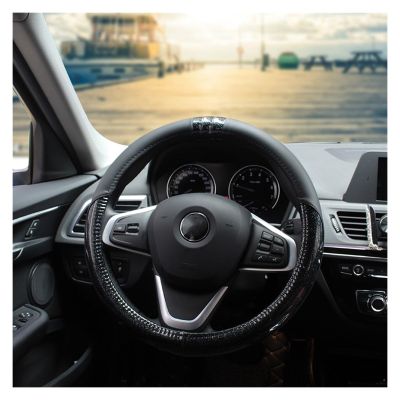 FUERU Car Steering Wheel Cover Set Car Steering Wheel Cover 14.5-15 Inches Genuine Leather Splicing Fluorescent Fashion Car Interior (Color : 2#)