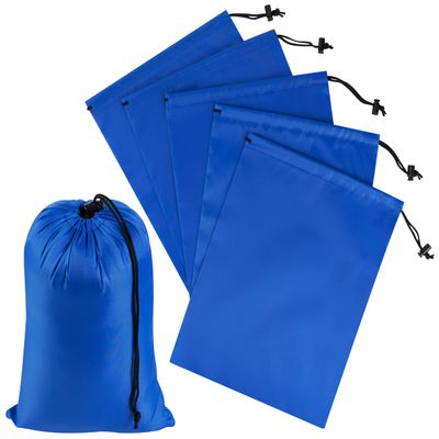 PALTERWEAR Drawstring Bag with Toggle - Nylon Cinch and Ditty Pouch Six-Pack (Blue, 9 x 12 Inch, Set of 6)