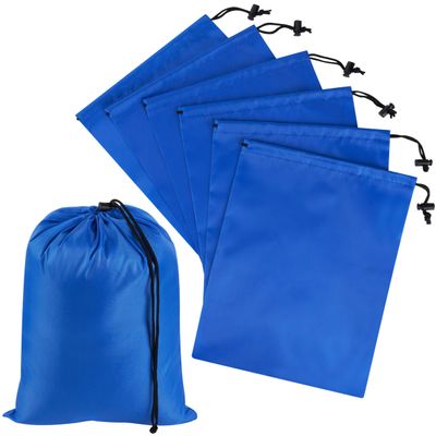 PALTERWEAR Drawstring Bag with Toggle - Nylon Cinch and Ditty Pouch Six-Pack (Blue, 8 x 11 Inch, Set of 6)