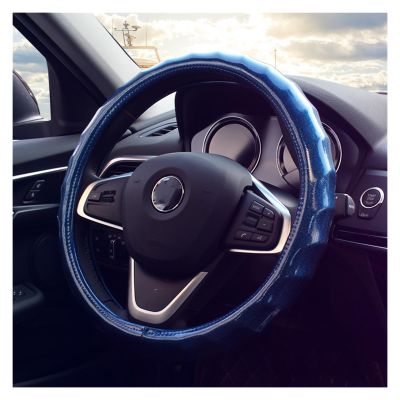 FUERU Car Steering Wheel Cover Set Car Steering Wheel Cover 14.5-15 Inches Genuine Leather Fluorescent Wave Fashion Car Interior (Color : 5#)