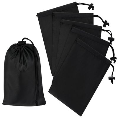 PALTERWEAR Drawstring Bag with Toggle - Nylon Cinch and Ditty Pouch - Six Pack (Black, 5 x 7 Inch, Set of 6)