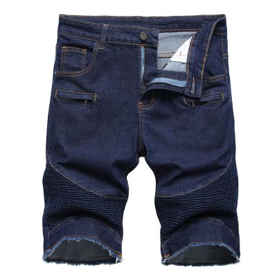 Men Mesh Shorts Men Jean Shorts Comfort Flex Stretch Ripped Denim Shorts Summer Casual Fashion Micro Elastic Zipper Open Shorts Ripped Jean Shorts Stretch Dark Blue M