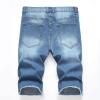 Muscularfit American Flag Board Shorts Men Mens Denim Shorts Stretch Slim Fit Linen Jean Shorts With Broken Hole Comfort Flex Waistband Shorts 6" Inseam Mens Big and Tall Jean Shorts Blue M view 3