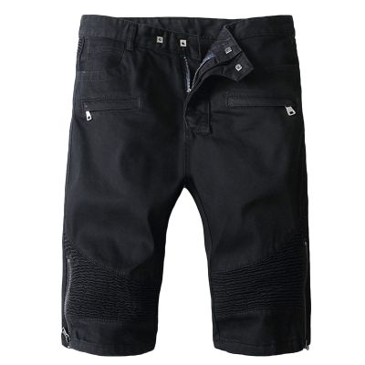Plus Size Distressed Shorts Jeans for Men Relaxed Fit Stretch Distressed Zipper Open Ripped Denim Shorts Summer Casual Biker Shorts Pockets Men Black Slim Fit Denim Shorts Black M