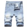 12 Inch Inseam Mens Shorts Men's Jean Shorts Distressed Straight Fit Ripped Denim Shorts With Broken Hole Causal Summer Work Linen Shorts Mens Jeans Shorts Size 40 Light Blue 5X view 1