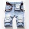 12 Inch Inseam Mens Shorts Men's Jean Shorts Distressed Straight Fit Ripped Denim Shorts With Broken Hole Causal Summer Work Linen Shorts Mens Jeans Shorts Size 40 Light Blue 5X view 2
