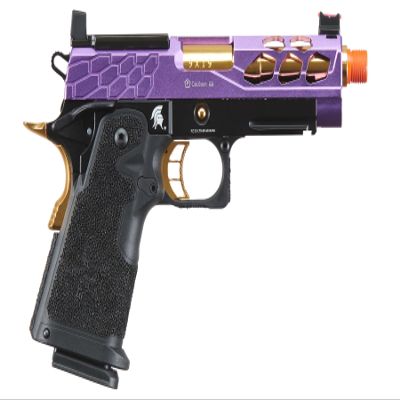 Lancer Tactical Airsoft Pistol STRYK Hi-Capa 5.1/4.3 Full Metal Gas Blowback 330 FPS (W/Red Dot Mount, Purple & Gold, Hi-Capa 4.3)