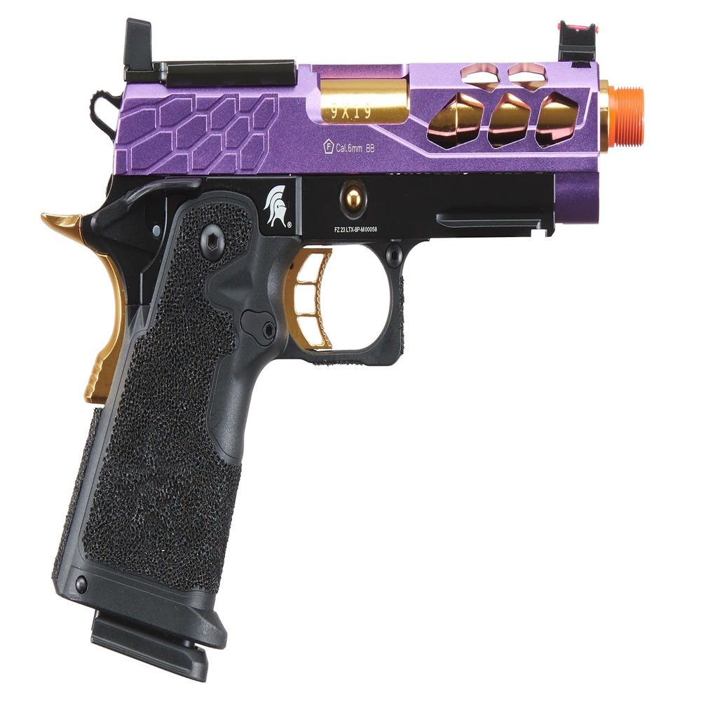 Lancer Tactical Airsoft Pistol STRYK Hi-Capa 5.1/4.3 Full Metal Gas Blowback 330 FPS (W/Red Dot Mount, Purple & Gold, Hi-Capa 4.3)