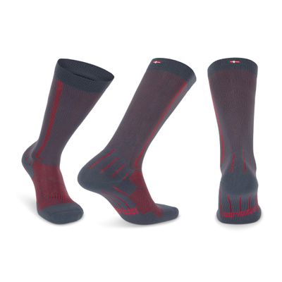 DANISH ENDURANCE Compression Socks for Women and Men, Legs & Shin Supports, Running & Travel, 1 Pack, Grey/Red, Medium