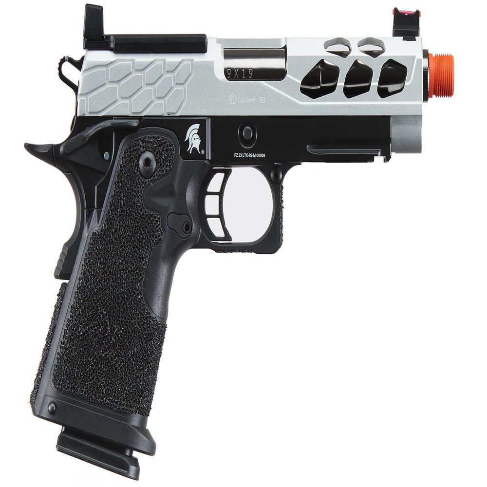 Lancer Tactical Airsoft Pistol STRYK Hi-Capa 5.1/4.3 Full Metal Gas Blowback 330 FPS (W/Red Dot Mount, Silver, Hi-Capa 4.3)