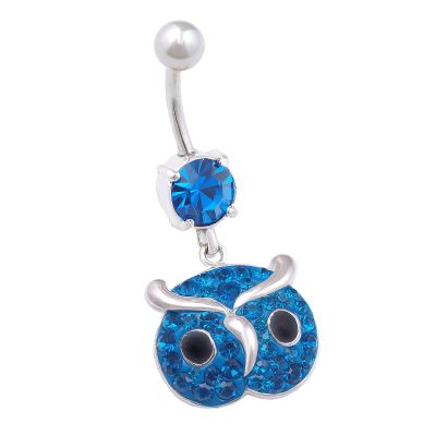1PC Surgical Steel 14g 3/8 10mm belly button ring dangle Piercing Jewelry navel Ear Lobe 8mm 5mm Capri Blue Crystal M15350