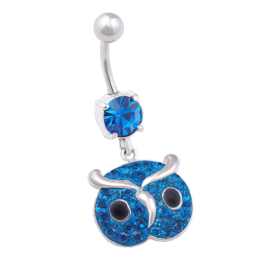 1PC Surgical Steel 14g 3/8 10mm belly button ring dangle Piercing Jewelry navel Ear Lobe 8mm 5mm Capri Blue Crystal M15350