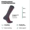 DANISH ENDURANCE Compression Socks for Women and Men, Legs & Shin Supports, Running & Travel, 1 Pack, Grey/Red, Large view 2