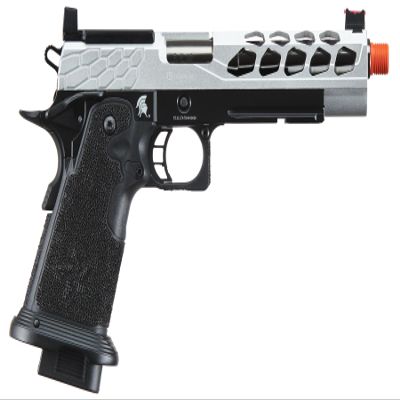 Lancer Tactical Airsoft Pistol STRYK Hi-Capa 5.1/4.3 Full Metal Gas Blowback 330 FPS (W/Red Dot Mount, Silver, Hi-Capa 5.1)