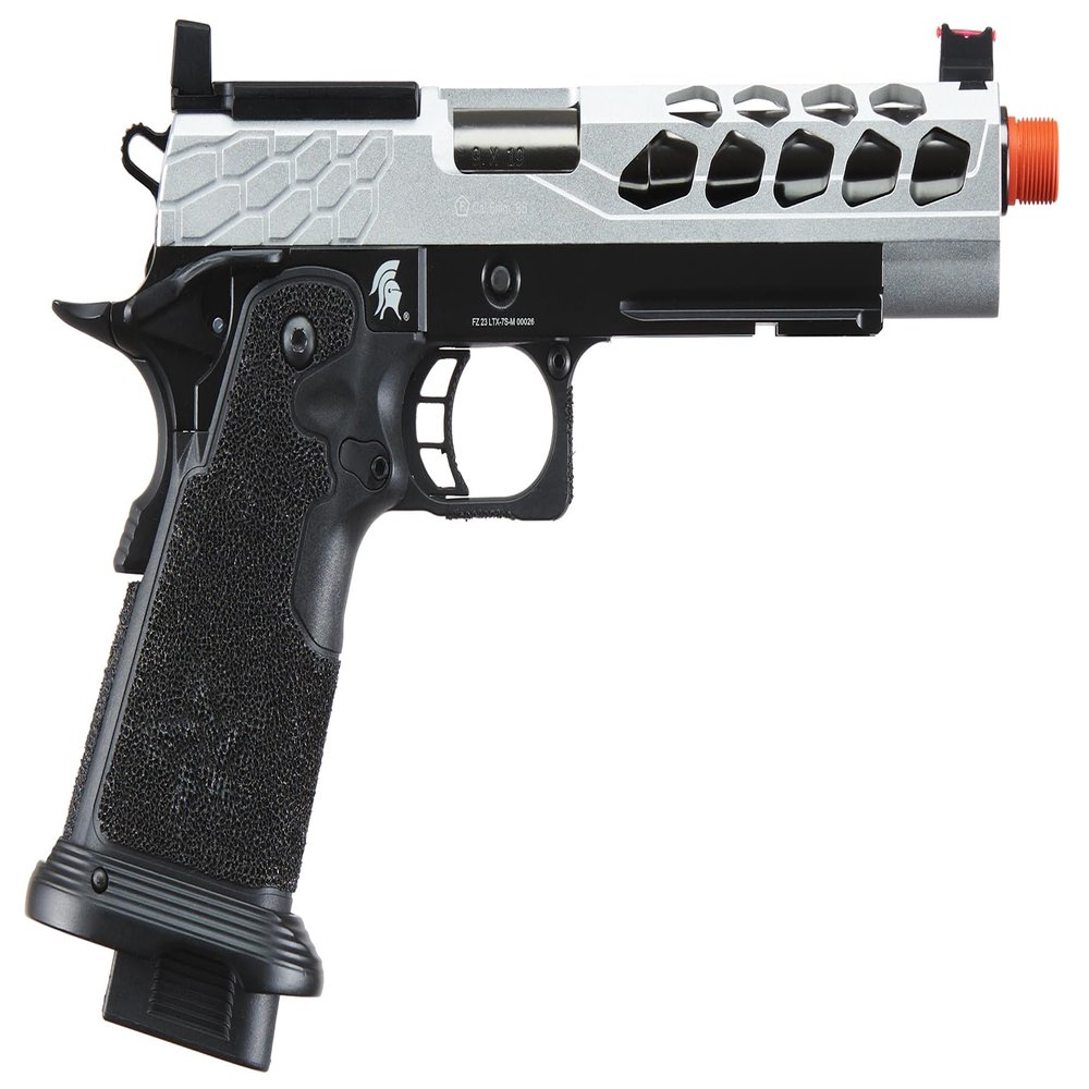 Lancer Tactical Airsoft Pistol STRYK Hi-Capa 5.1/4.3 Full Metal Gas Blowback 330 FPS (W/Red Dot Mount, Silver, Hi-Capa 5.1)