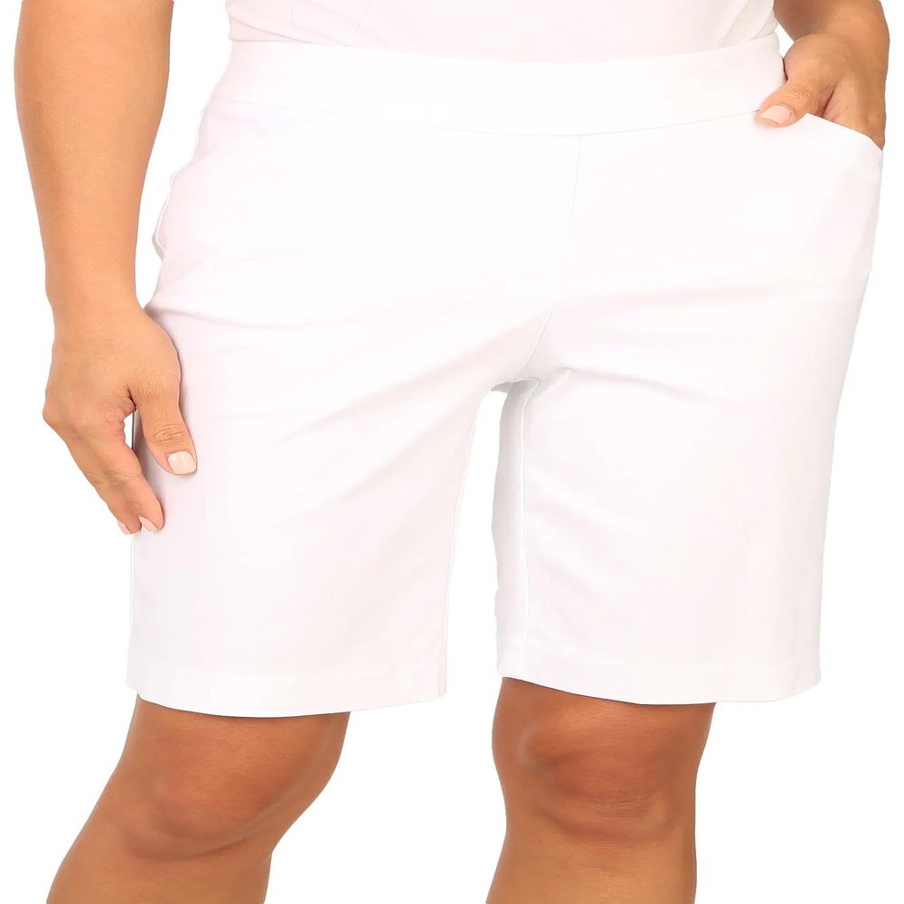 Coral Bay Petite Solid Pull-On Shorts 16P White