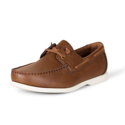 Amazon Essentials Men's Slip-On Boat Shoes with Ventilation, Non Slip, Brown, 8.5