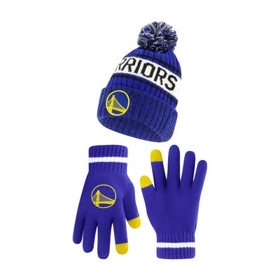 Ultra Game NBA Official Mens Super Soft Winter Beanie Knit Hat with Extra Warm Touch Screen Gloves - Unisex, Golden State Warriors, Team Color, 1SIZE