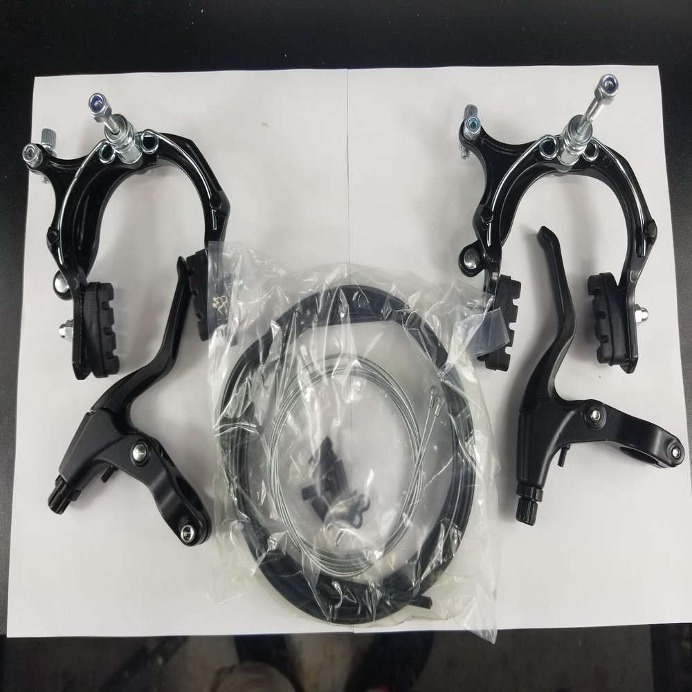 Bike Caliper Brake Set Long Reach Arm 55-73mm Nutted Front & Rear