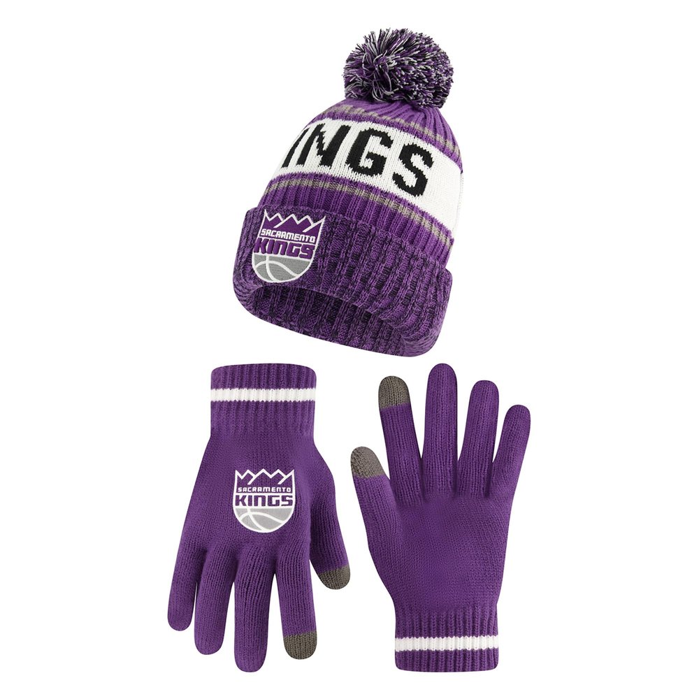 Ultra Game NBA Official Mens Super Soft Winter Beanie Knit Hat with Extra Warm Touch Screen Gloves - Unisex, Sacramento Kings, Team Color, 1SIZE