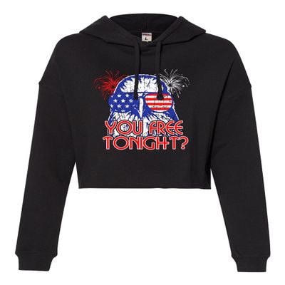 Go All Out Large Black Women Bald Eagle You Free Tonight? July 4 USA Pride America Cropped Hooded Sweatshirt
