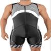 SLS3 Triathlon Suits Mens - Premium Trisuit Triathlon Men - Sleeveless, Quick Drying Tri Kit with Large Back Pocket (Grey Wave, Small) view 1