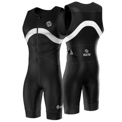 SLS3 Triathlon Suits Mens - Premium Trisuit Triathlon Men - Sleeveless, Quick Drying Tri Kit with Large Back Pocket (Midnight Black, X-Large)