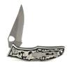ARIAT Large German Silver Folding Knife, Black/Silver Handle - Engraved Western Design view 4