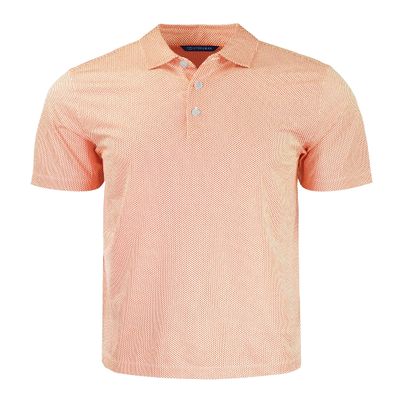 Cutter & Buck Pike Eco Symmetry Print Stretch Recycled Mens Polo, White/College Orange, XXL