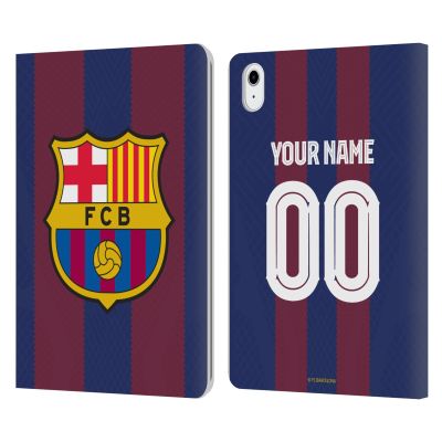 Head Case Designs Officially Licensed Custom Customized Personalized FC Barcelona Home 2023/24 Kit Leather Wallet Case Compatible with Apple iPad Air 11 2020/2022/2024/2025