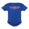 CornBorn Kansas Jayhawks Onesie - Kansas Football Laces - Royal Blue - 12M view 1