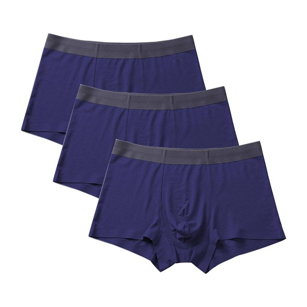 Maiyifu-GJ Men's Modal Sweat Absorbing Underwear Traceless Ice Silk Boxer Briefs Stretch Breathable Trunks (Blue 10 3PC,3X-Large)