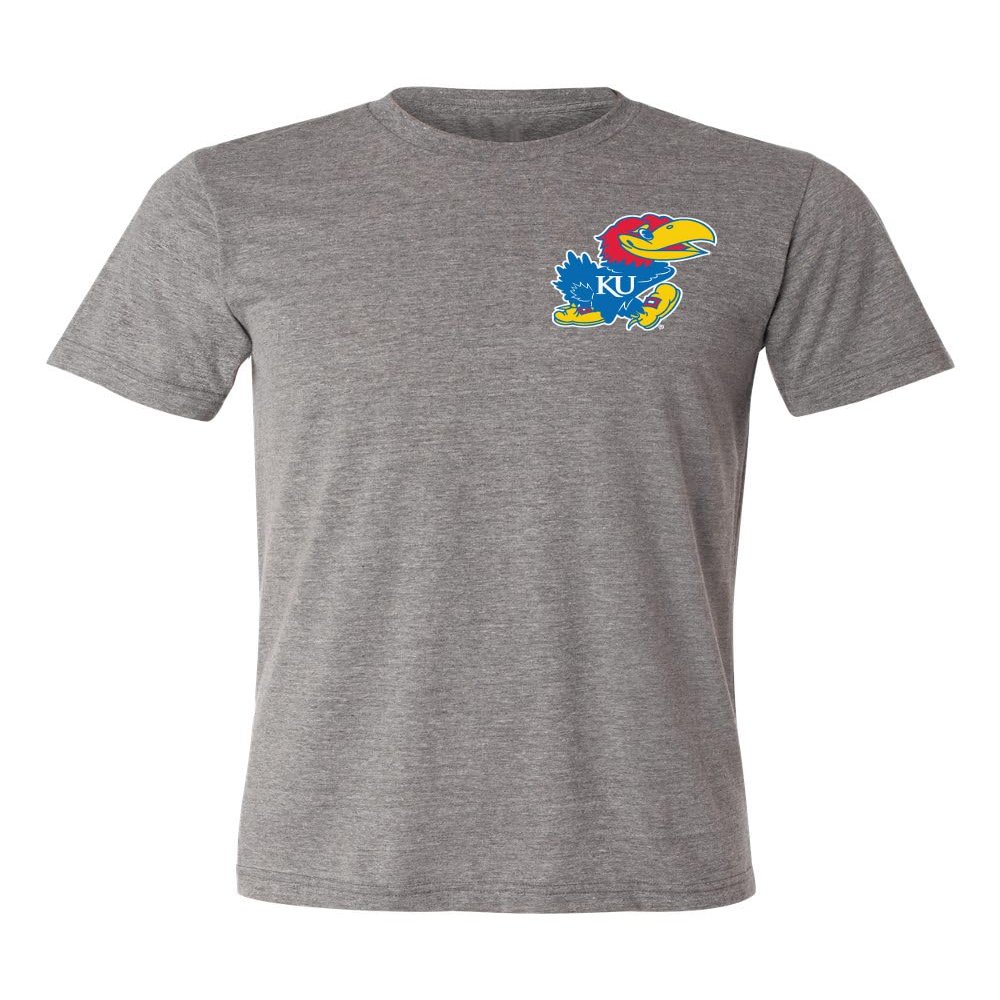 CornBorn Kansas Mens Apparel - Premium Tri-Blend Kansas Primary Logo - Gray - Medium